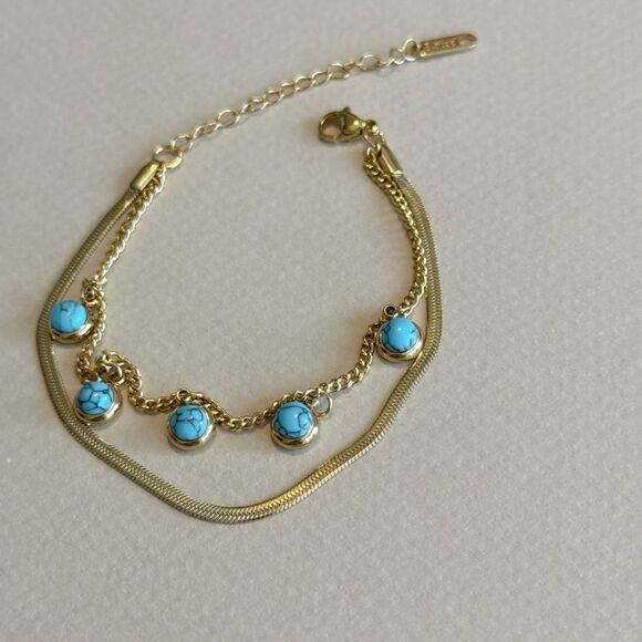 Turquoise Charm Bracelet #1510 - Picture 3 of 5